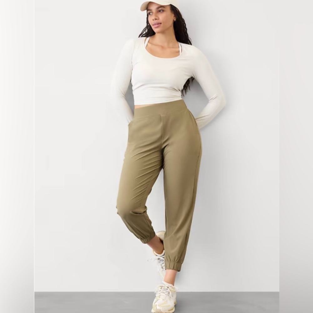 Athleta Olive Green Brooklyn Women's ankle Jogger Pants size 14 new with tags